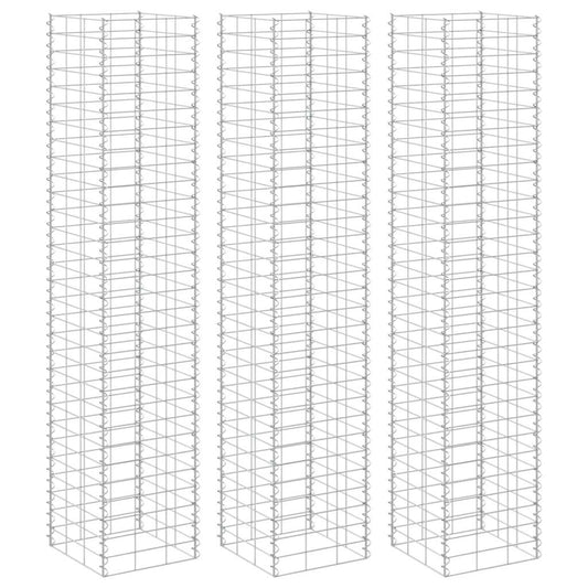 vidaXL Συρματοκιβώτια-Γλάστρες Υπερυψ. 3 τεμ. 30x30x200εκ. Σιδερένιες