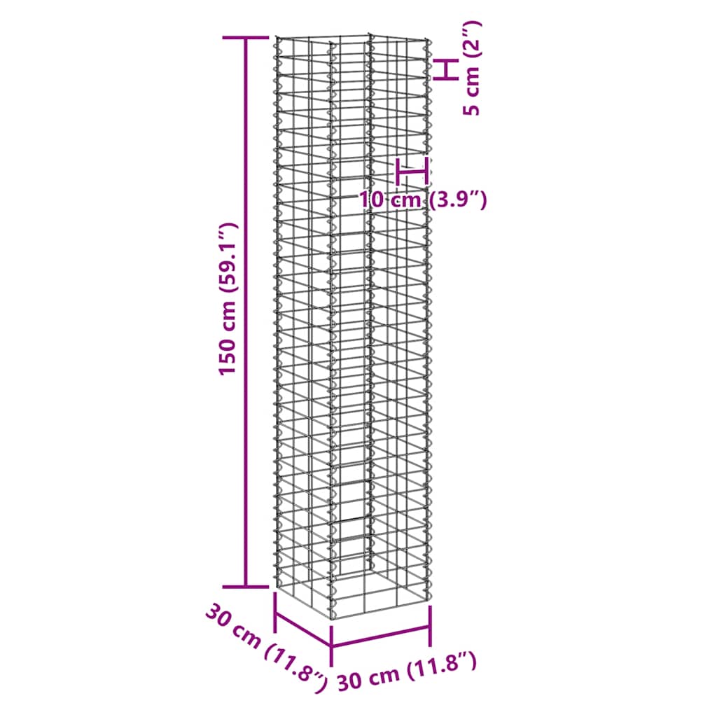 vidaXL Συρματοκιβώτια-Γλάστρες Υπ. 4τεμ 30x30x50/100/150/200εκ Σιδερ.