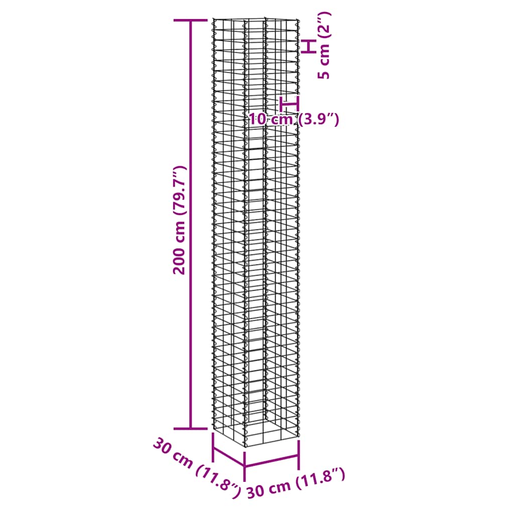 vidaXL Συρματοκιβώτια-Γλάστρες Υπ. 4τεμ 30x30x50/100/150/200εκ Σιδερ.