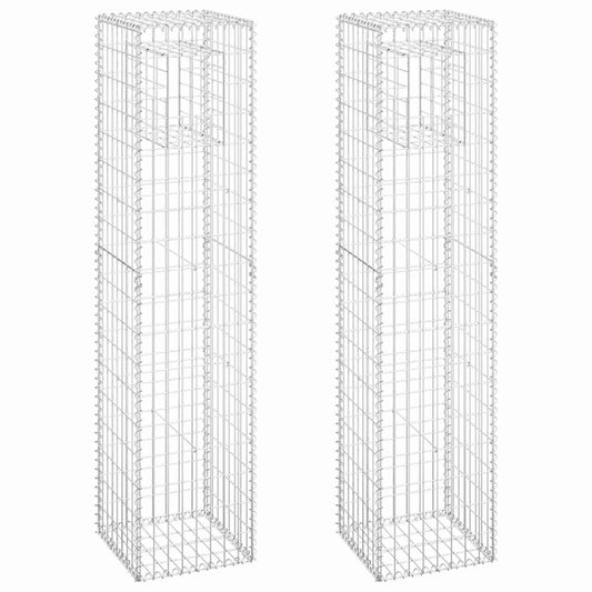 vidaXL Συρματοκιβώτια Στύλοι 2 τεμ. 40 x 40 x 180 εκ. Σιδερένιοι