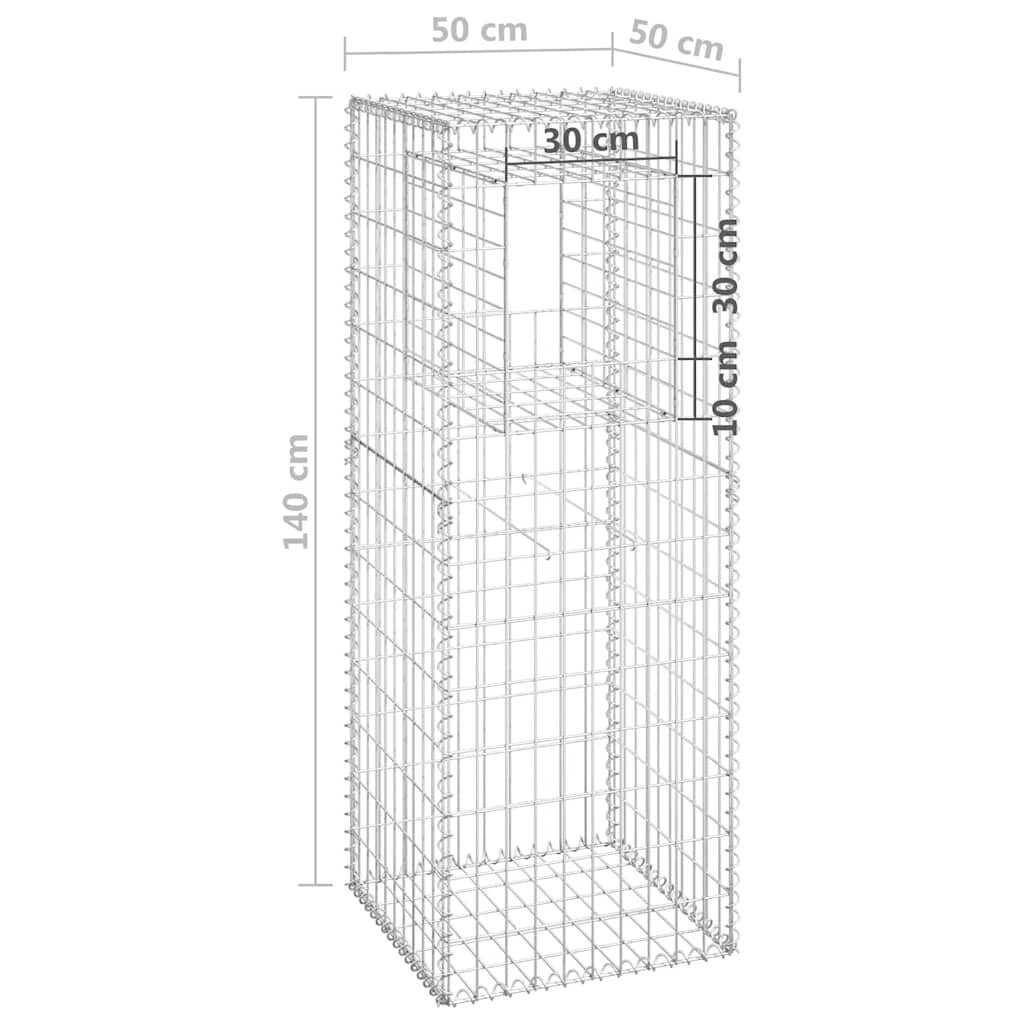 vidaXL  Συρματοκιβώτιο Στύλος 50 x 50 x 140 εκ. Σιδερένιο