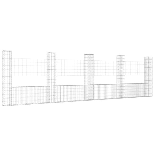 vidaXL Συρματοκιβώτιο σε U Σχήμα με 5 Στύλους 500x20x150 εκ Σιδερένιο