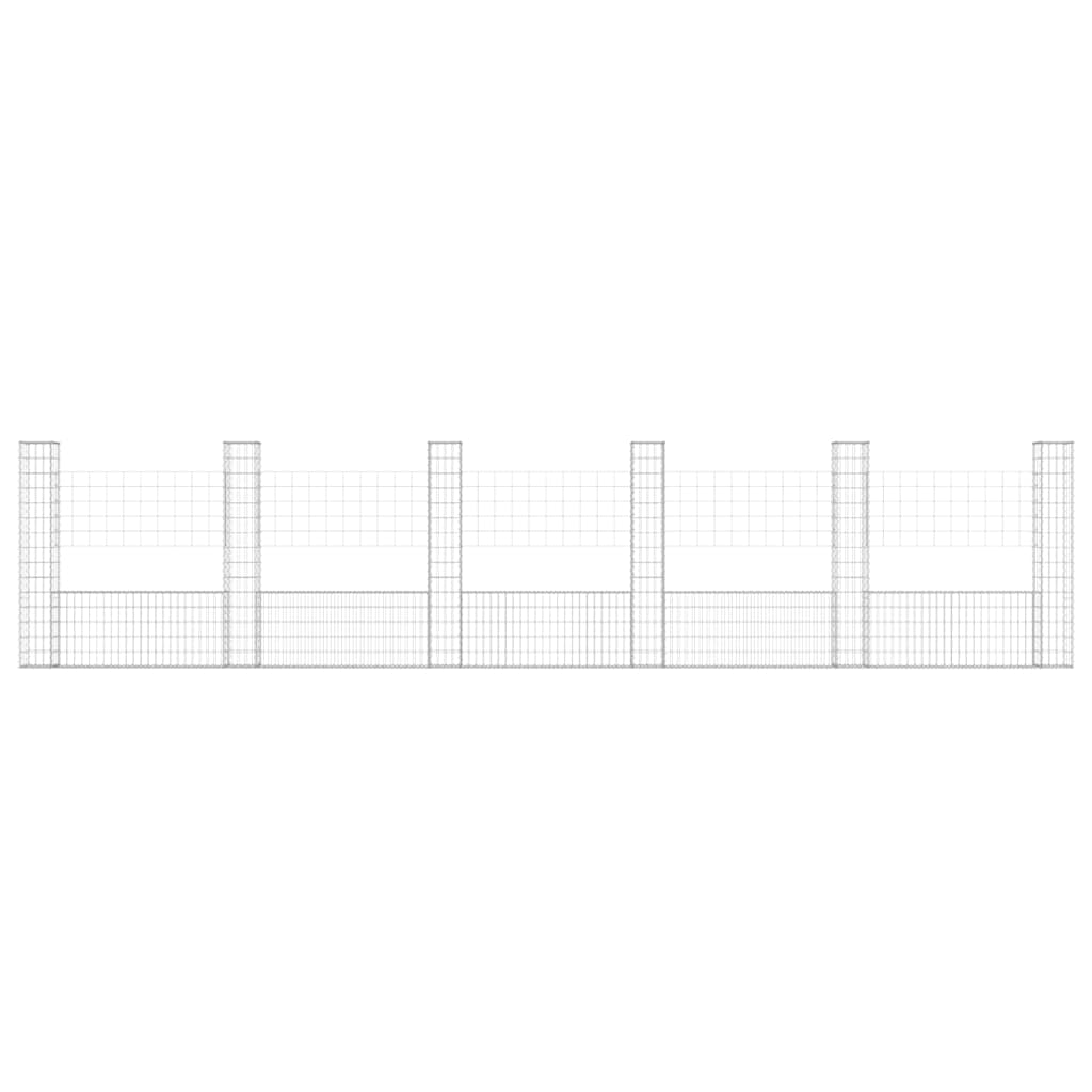 vidaXL Συρματοκιβώτιο σε U Σχήμα με 6 Στύλους 620x20x150 εκ Σιδερένιο