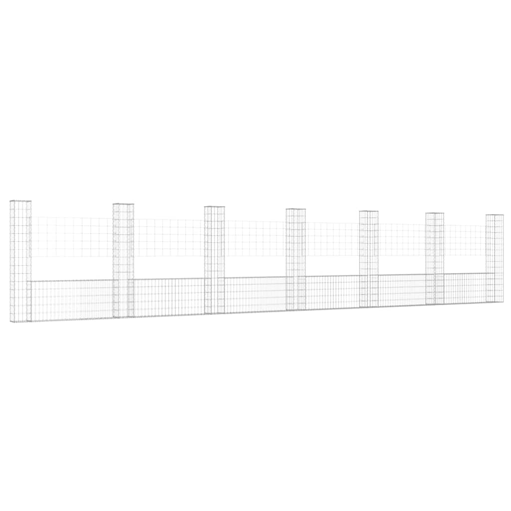 vidaXL Συρματοκιβώτιο σε U Σχήμα με 7 Στύλους 740x20x150 εκ Σιδερένιο