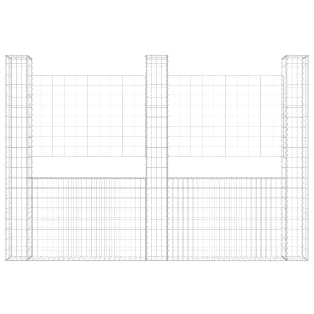 vidaXL Συρματοκιβώτια σε U Σχήμα με 3 Στύλους 260x20x200 εκ Σιδερένιο