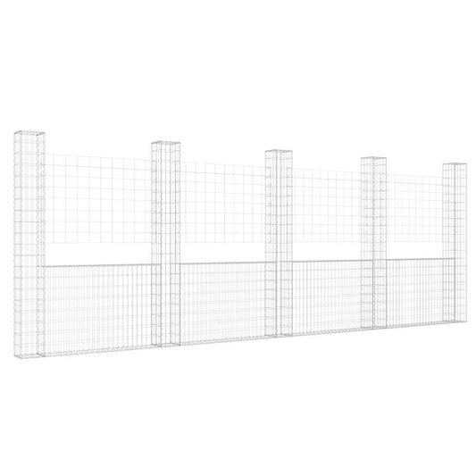 vidaXL Συρματοκιβώτιο σε U Σχήμα με 5 Στύλους 500x20x200 εκ Σιδερένιο