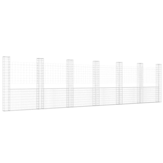 vidaXL Συρματοκιβώτιο σε U Σχήμα με 7 Στύλους 740x20x200 εκ Σιδερένιο