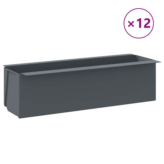 vidaXL Ζαρντινιέρες για Ευρωπαλέτες 12 τεμ. Γκρι 36x13,5x9,5 εκ. PP