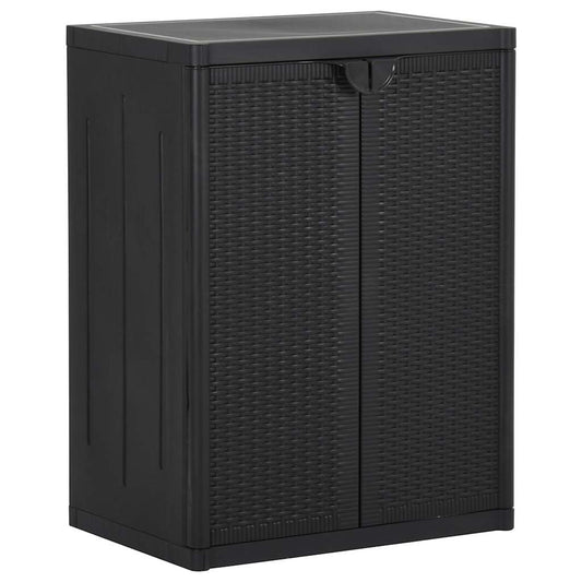 vidaXL Ντουλάπι Αποθήκευσης Κήπου Μαύρο 65x45x88 εκ. από Ρατάν PP