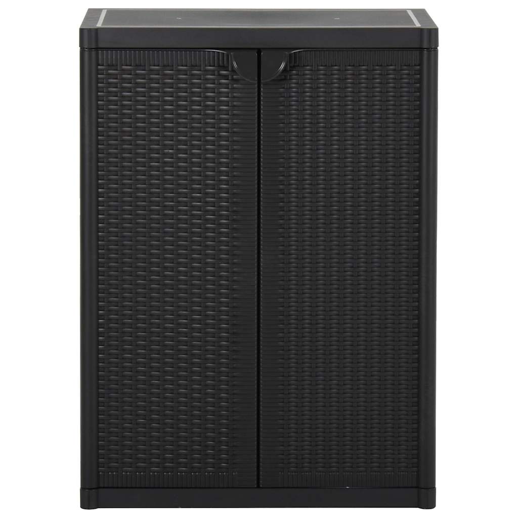 vidaXL Ντουλάπι Αποθήκευσης Κήπου Μαύρο 65x45x88 εκ. από Ρατάν PP