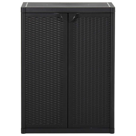 vidaXL Ντουλάπι Αποθήκευσης Κήπου Μαύρο 65x45x88 εκ. από Ρατάν PP