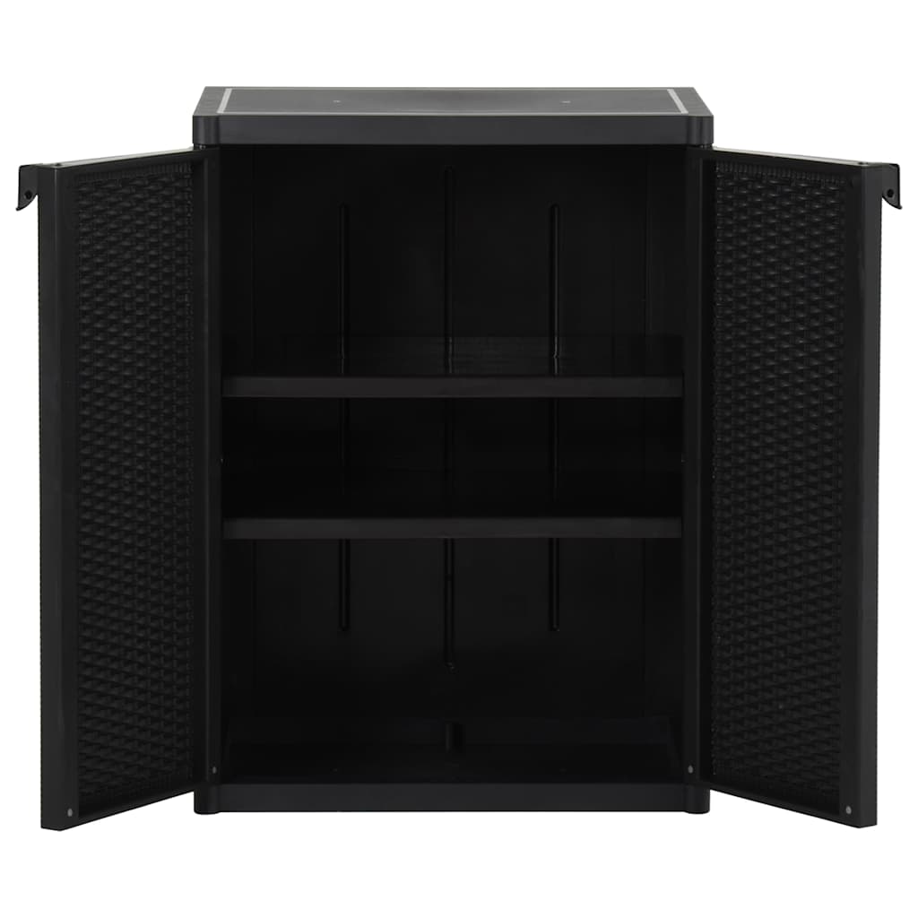 vidaXL Ντουλάπι Αποθήκευσης Κήπου Μαύρο 65x45x88 εκ. από Ρατάν PP