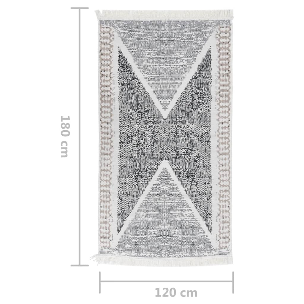vidaXL Χαλί Μαύρο και Γκρι 120x180 εκ. Βαμβακερό