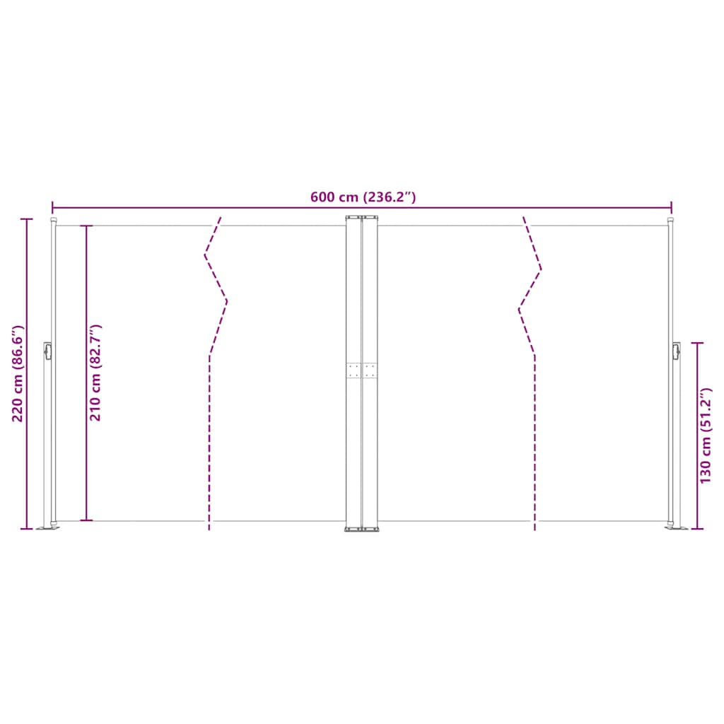 vidaXL Σκίαστρο Πλαϊνό Συρόμενο Ανθρακί 220 x 600 εκ.