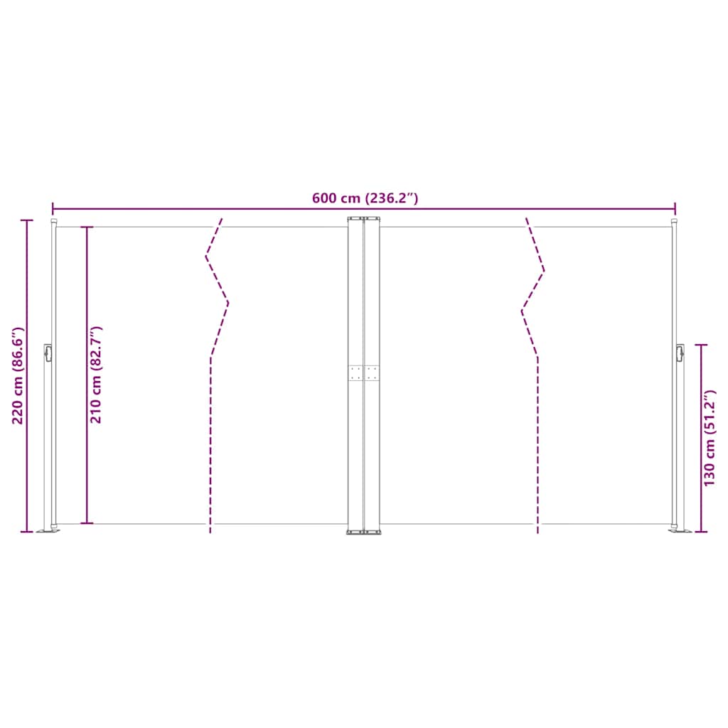 vidaXL Σκίαστρο Πλαϊνό Συρόμενο Μπλε 220 x 600 εκ.