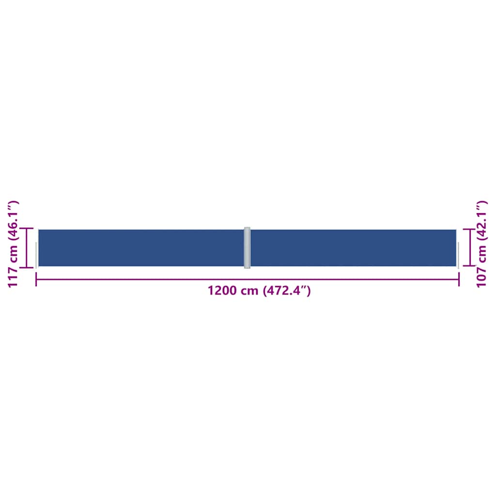 vidaXL Διαχωριστικό Βεράντας Συρόμενο Μπλε 117 x 1200 εκ.