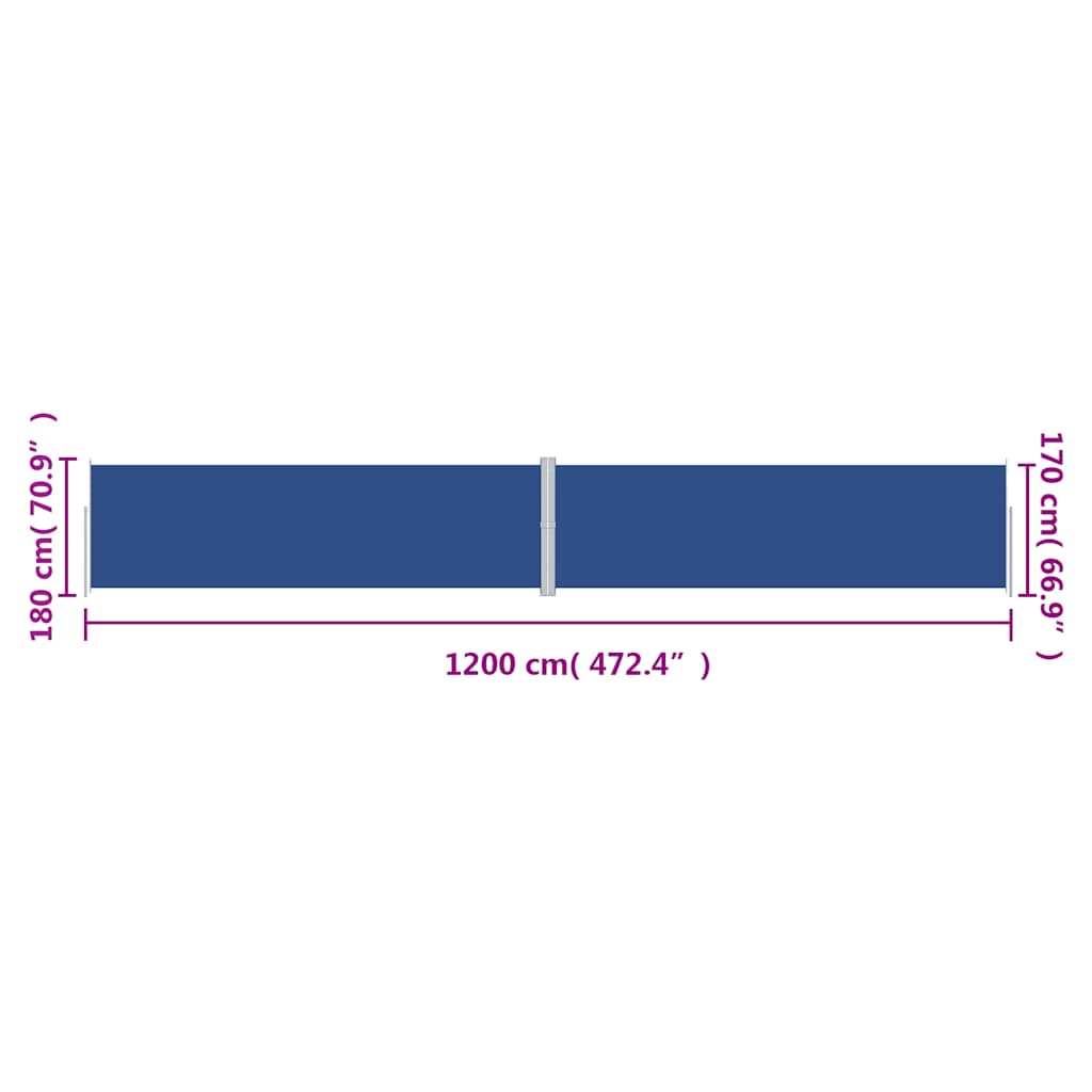 vidaXL Σκίαστρο Πλαϊνό Συρόμενο Μπλε 180 x 1200 εκ.