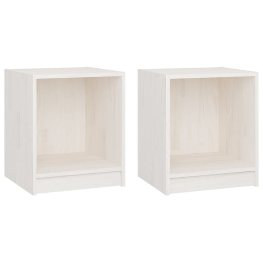 vidaXL Κομοδίνα 2 τεμ Λευκά 35,5 x 33,5 x 41,5εκ από Μασίφ Ξύλο Πεύκου