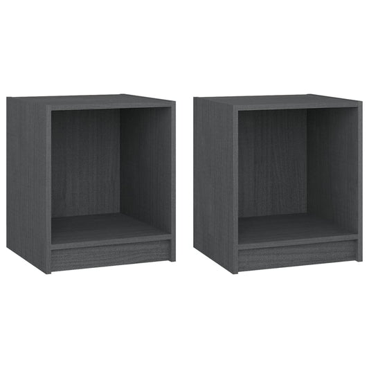 vidaXL Κομοδίνα 2 τεμ. Γκρι 35,5 x 33,5 x 41,5εκ από Μασίφ Ξύλο Πεύκου