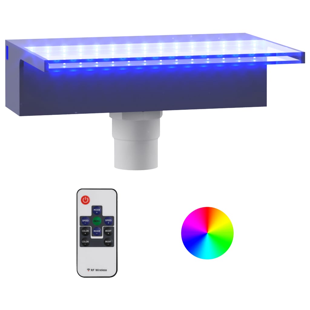 vidaXL Σιντριβάνι Καταρράκτης Πισίνας με RGB LED 30 εκ. Ακρυλικό