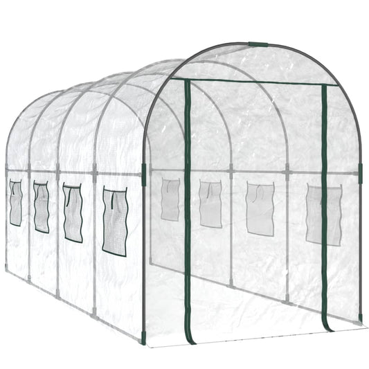 vidaXL Θερμοκήπιο Διαφανές 160x400x190 εκ. PVC & Χάλυβας Ηλεκτρ. Βαφή