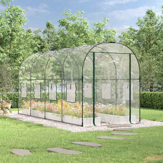 vidaXL Θερμοκήπιο Διαφανές 160x400x190 εκ. PVC & Χάλυβας Ηλεκτρ. Βαφή