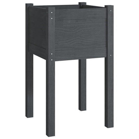 vidaXL Ζαρντινιέρα Κήπου Γκρι 40 x 40 x 70 εκ. από Μασίφ Ξύλο Πεύκου