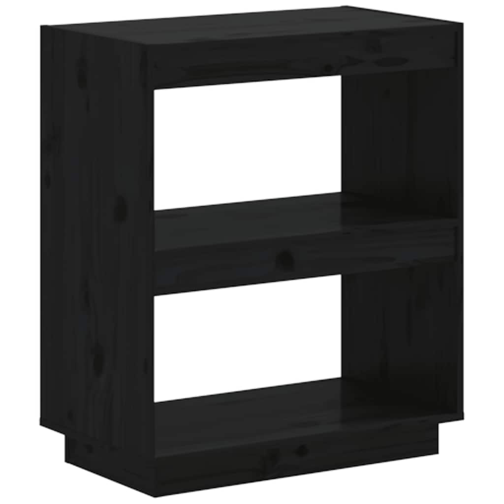 vidaXL Βιβλιοθήκη Μαύρη 60 x 35 x 71 εκ. από Μασίφ Ξύλο Πεύκου