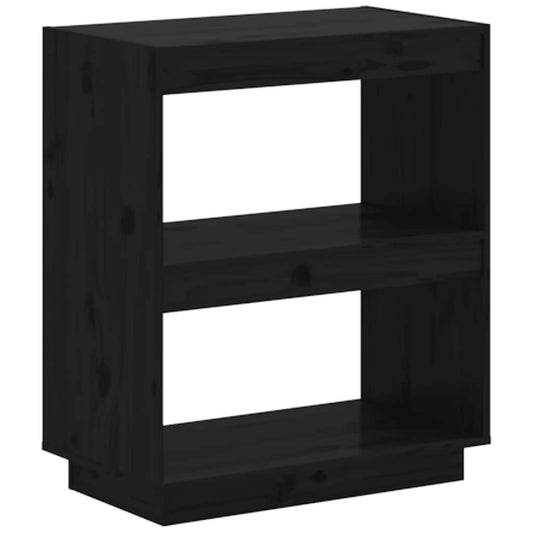 vidaXL Βιβλιοθήκη Μαύρη 60 x 35 x 71 εκ. από Μασίφ Ξύλο Πεύκου
