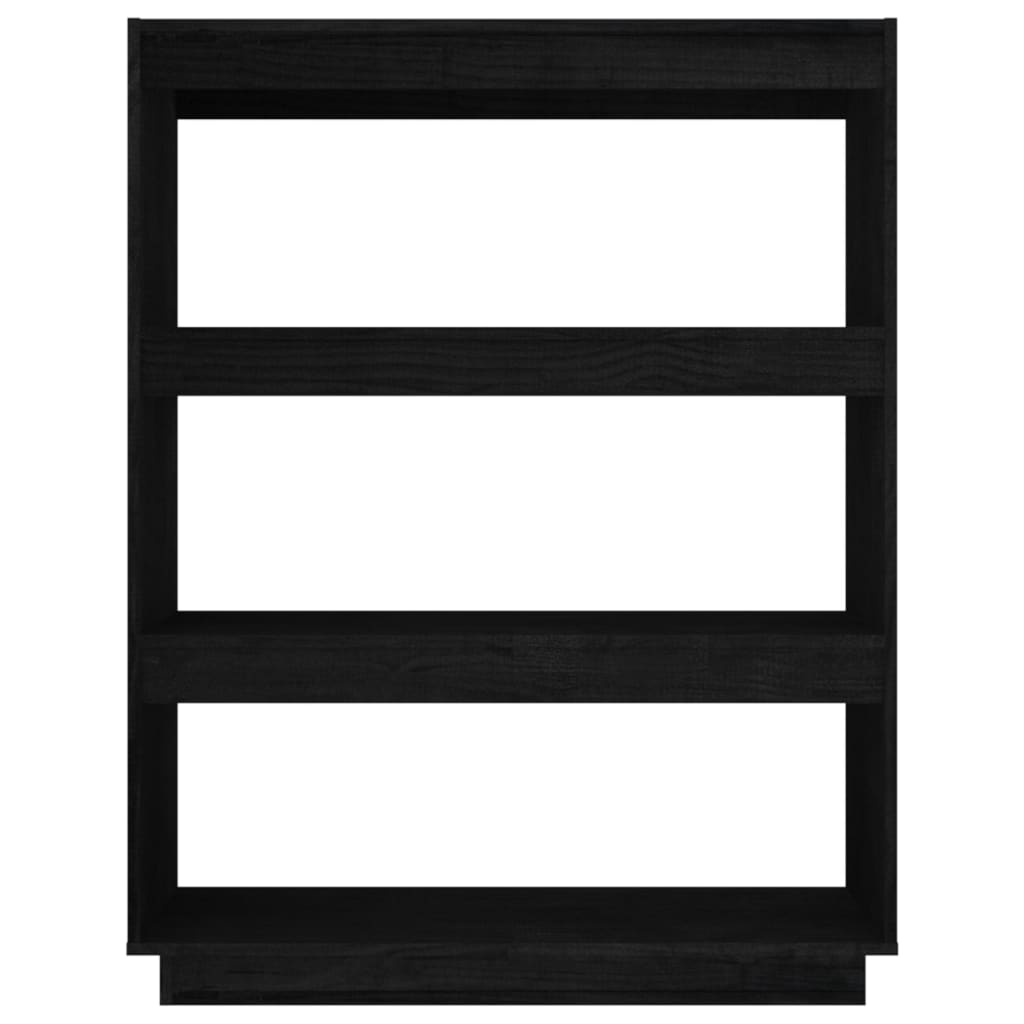 vidaXL Βιβλιοθήκη/Διαχωριστικό Χώρου Μαύρο 80x35x103 εκ. Μασίφ Πεύκο