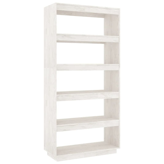 vidaXL Βιβλιοθήκη/Διαχωρ. Χώρου Λευκό 80x35x167 εκ. Μασίφ Ξύλο Πεύκου
