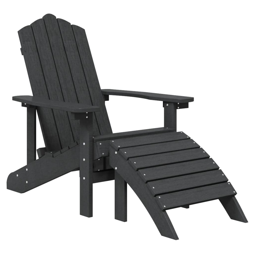 vidaXL Καρέκλα Κήπου Adirondack με Υποπόδιο Ανθρακί από HDPE