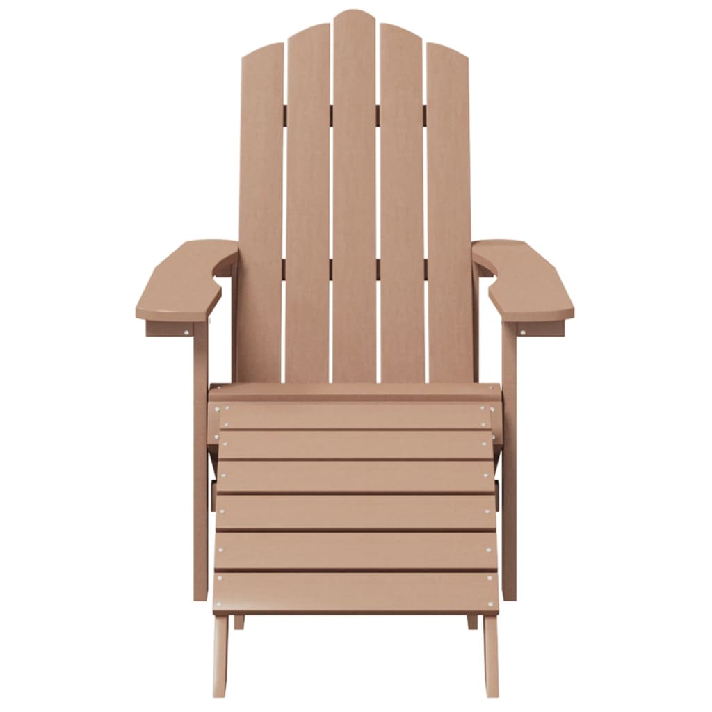 vidaXL Καρέκλα Κήπου Adirondack με Υποπόδιο Καφέ από HDPE