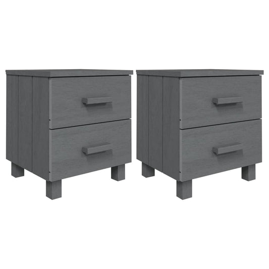 vidaXL Κομοδίνο HAMAR 2 Τεμ. Σκ. Γκρι 40x35x44,5εκ. Μασίφ Ξύλο Πεύκου