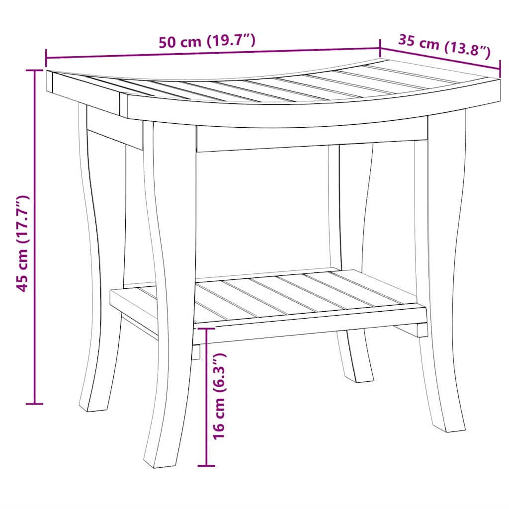 vidaXL Τραπέζι Βοηθητικό Μπάνιου 50 x 35 x 45 εκ. από Μασίφ Ξύλο Teak
