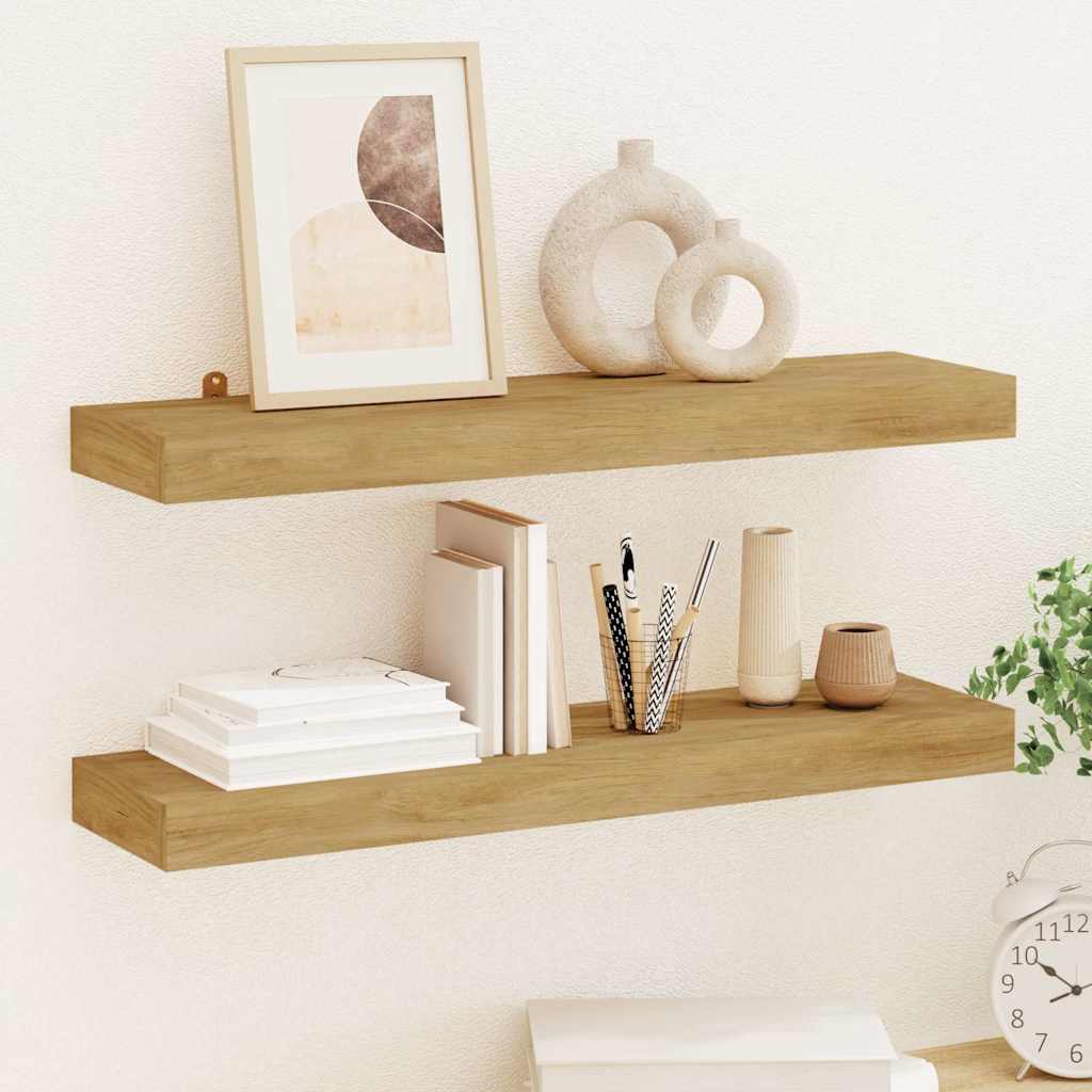 vidaXL Ράφια Τοίχου 2 τεμ. 60 x 15 x 4 εκ. από Μασίφ Ξύλο Teak