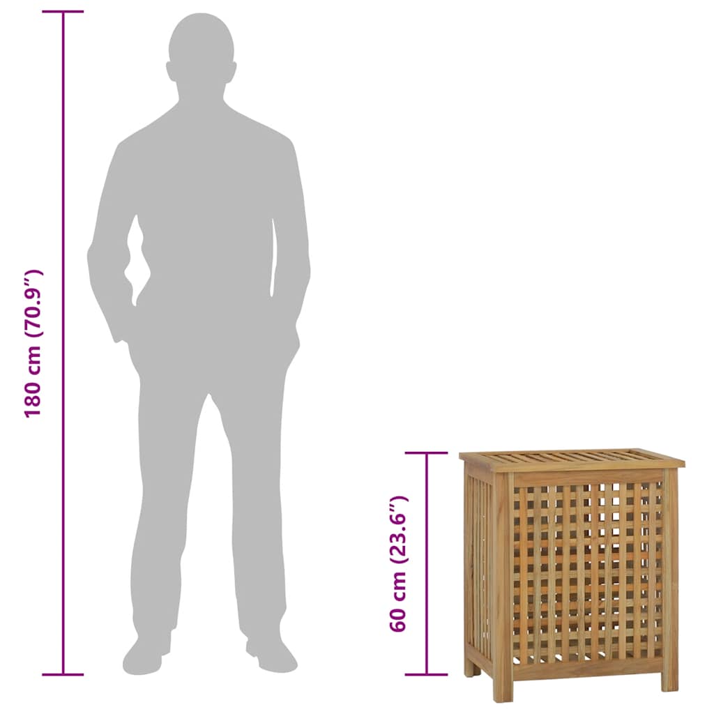 vidaXL Καλάθι Άπλυτων 50x35x60 εκ. από Μασίφ Ξύλο Teak