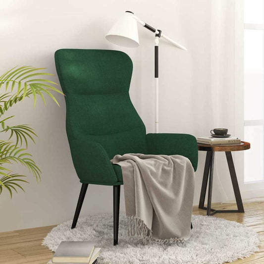 vidaXL Πολυθρόνα Relax Σκούρο Πράσινο Υφασμάτινη