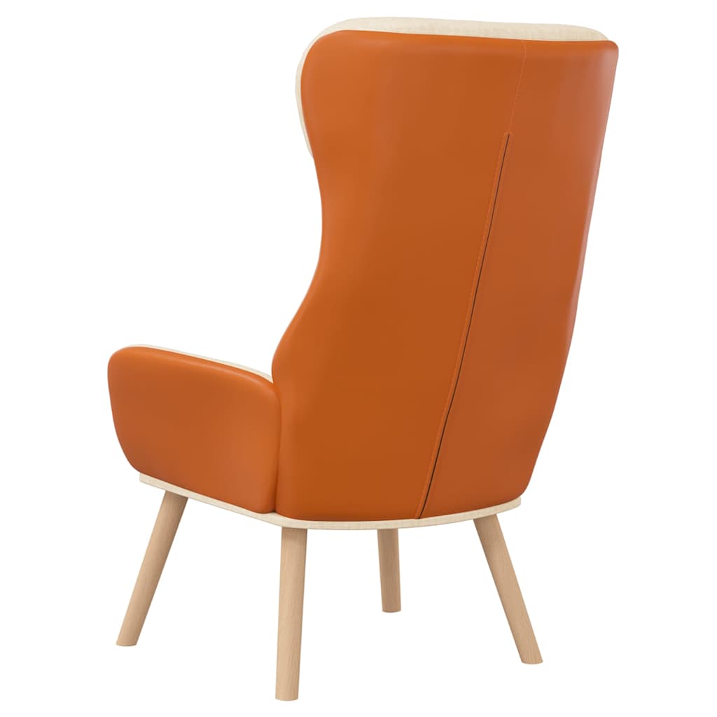 vidaXL Πολυθρόνα Relax Κρεμ από Ύφασμα και PVC
