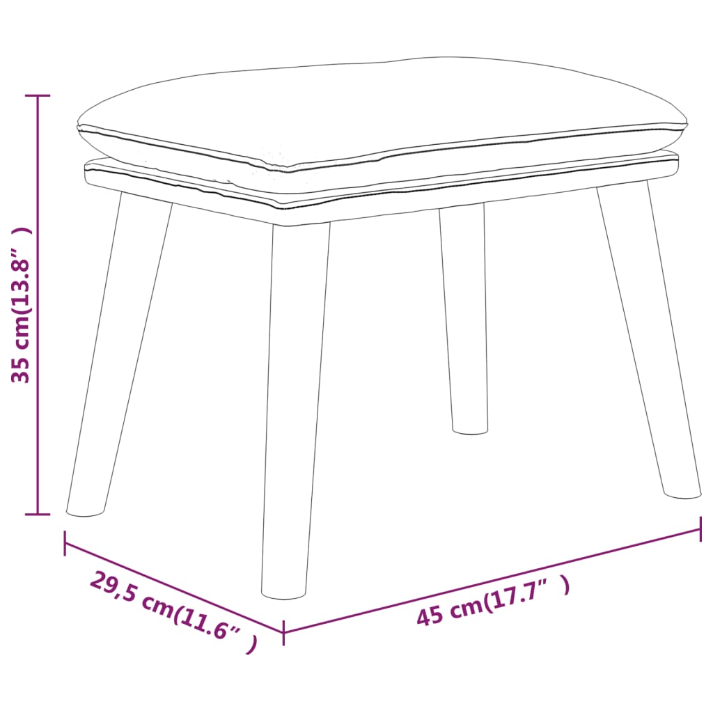 vidaXL Υποπόδιο Ανοιχτό Γκρι 45 x 29,5 x 35 Υφασμάτινο
