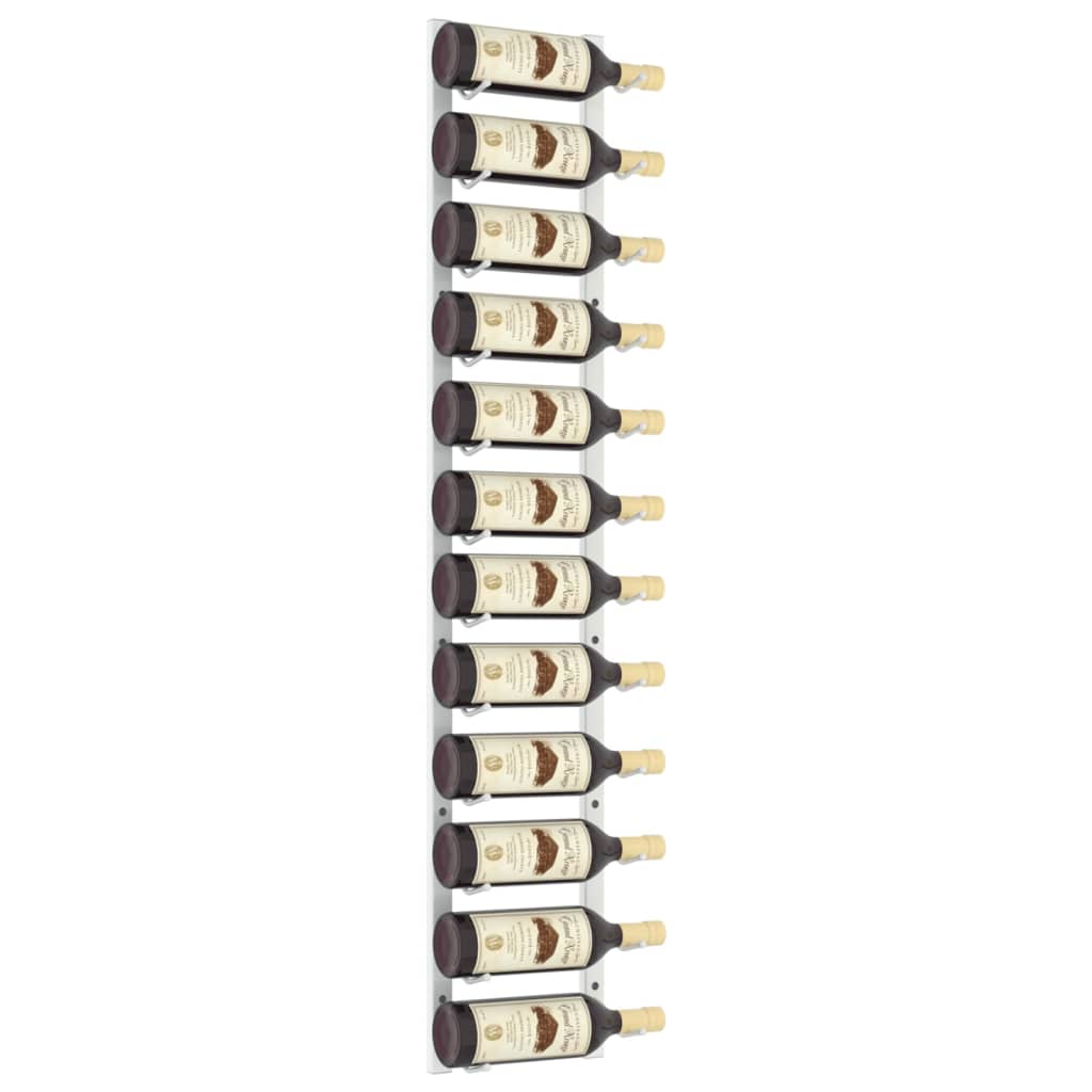 vidaXL Ραφιέρα Κρασιών Τοίχου για 12 Φιάλες Λευκή Σιδερένια