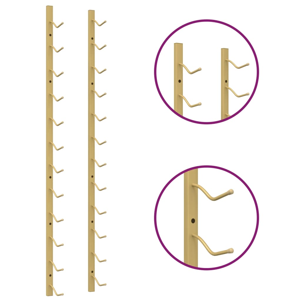 vidaXL Ραφιέρα Κρασιών Τοίχου για 12 Φιάλες Χρυσή Σιδερένια