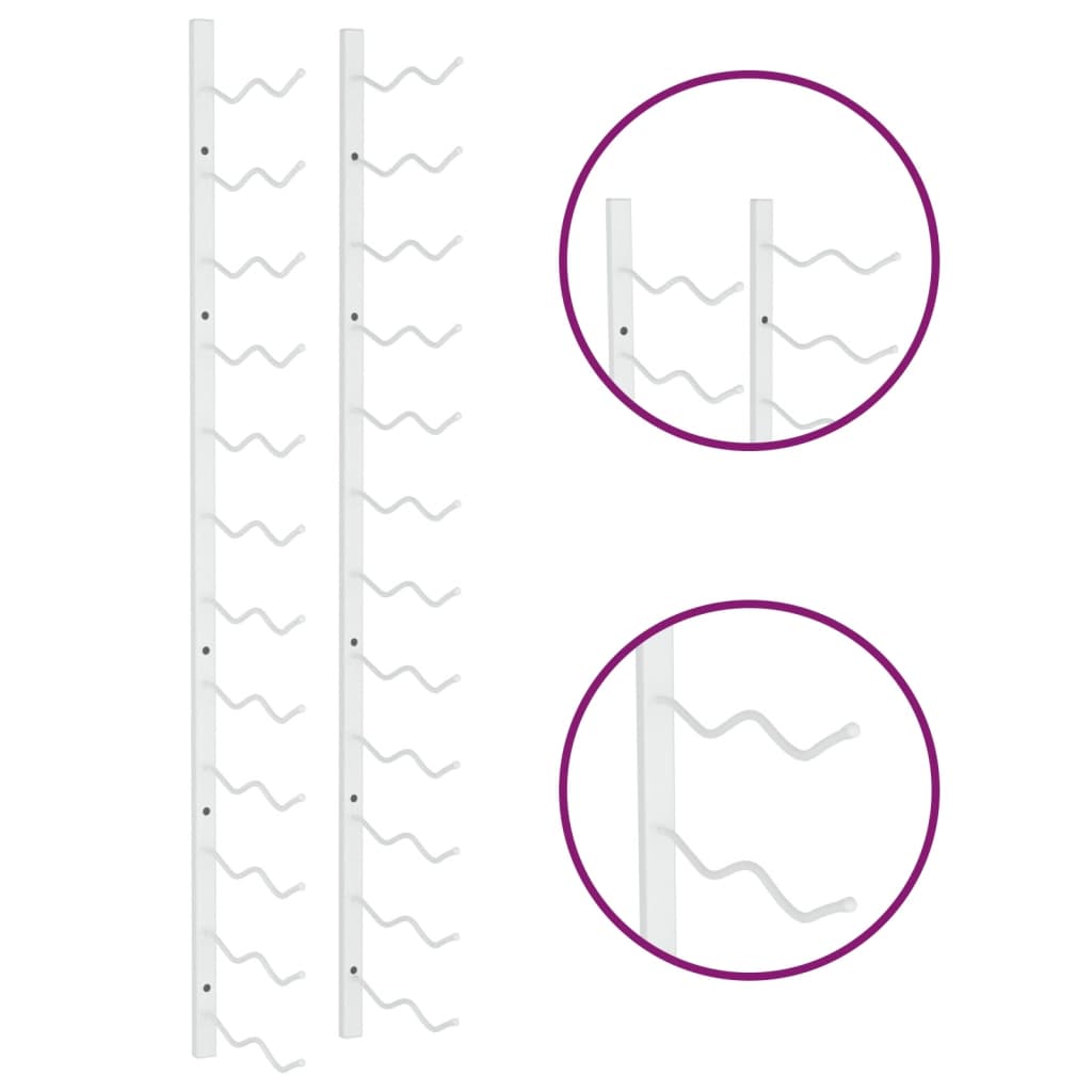 vidaXL Ραφιέρα Κρασιών Τοίχου για 24 Φιάλες Λευκή Σιδερένια