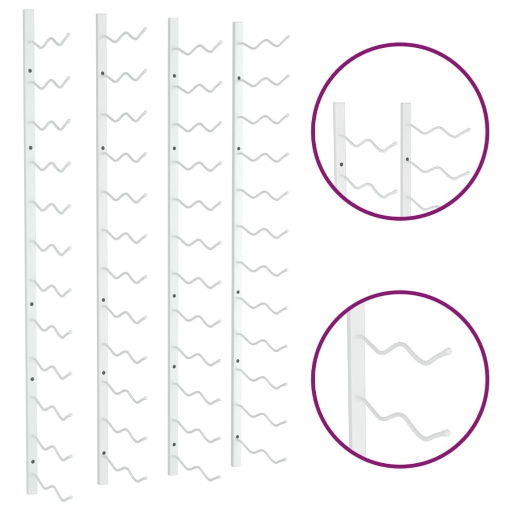 vidaXL Ραφιέρες Κρασιών Τοίχου για 24 Φιάλες 2 τεμ. Λευκές Σιδερένιες