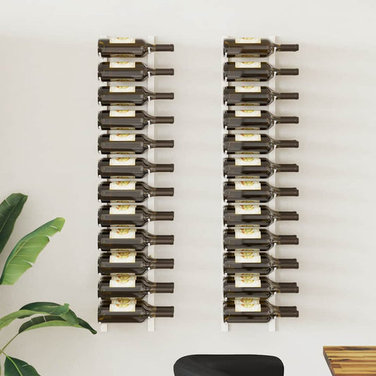 vidaXL Ραφιέρες Κρασιών Τοίχου για 24 Φιάλες 2 τεμ. Λευκές Σιδερένιες