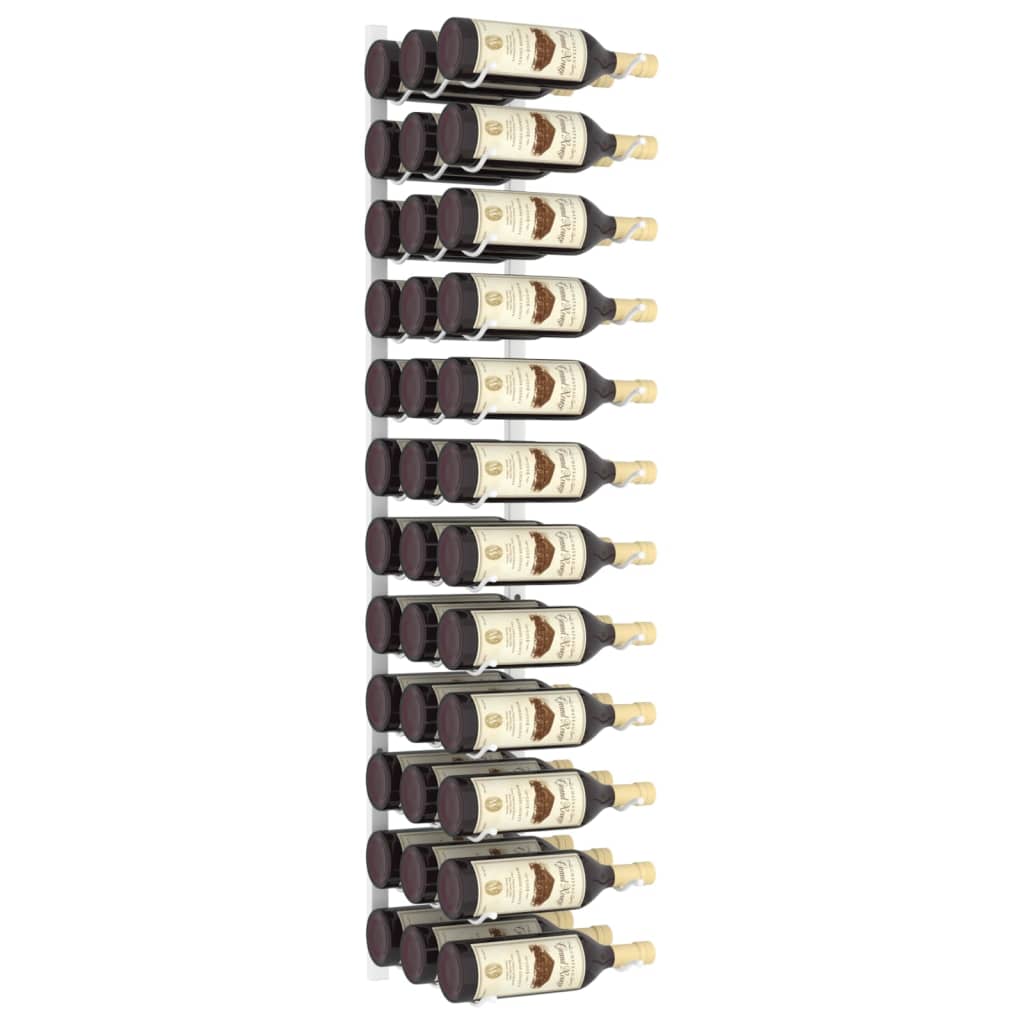 vidaXL Ραφιέρα Κρασιών Τοίχου για 36 Φιάλες Λευκή Σιδερένια