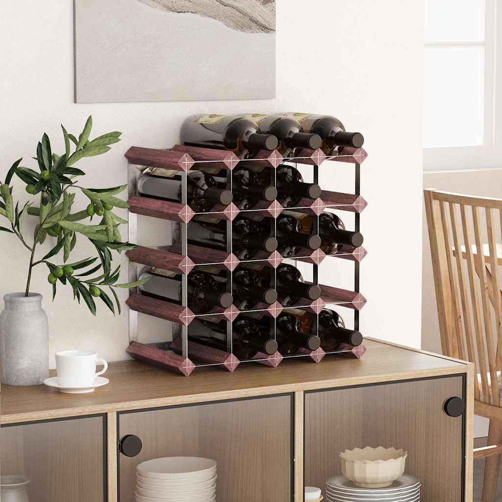vidaXL Ραφιέρα Κρασιών για 20 Μπουκάλια Καφέ από Μασίφ Ξύλο Πεύκου