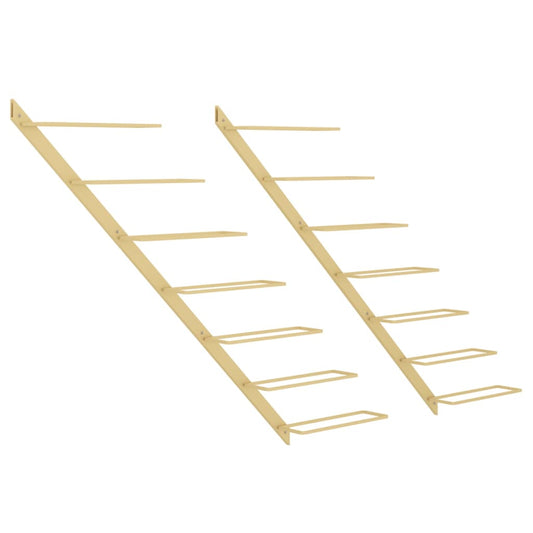 vidaXL Ραφιέρες Κρασιών Τοίχου για 7 Φιάλες 2 τεμ. Χρυσές Μεταλλικές