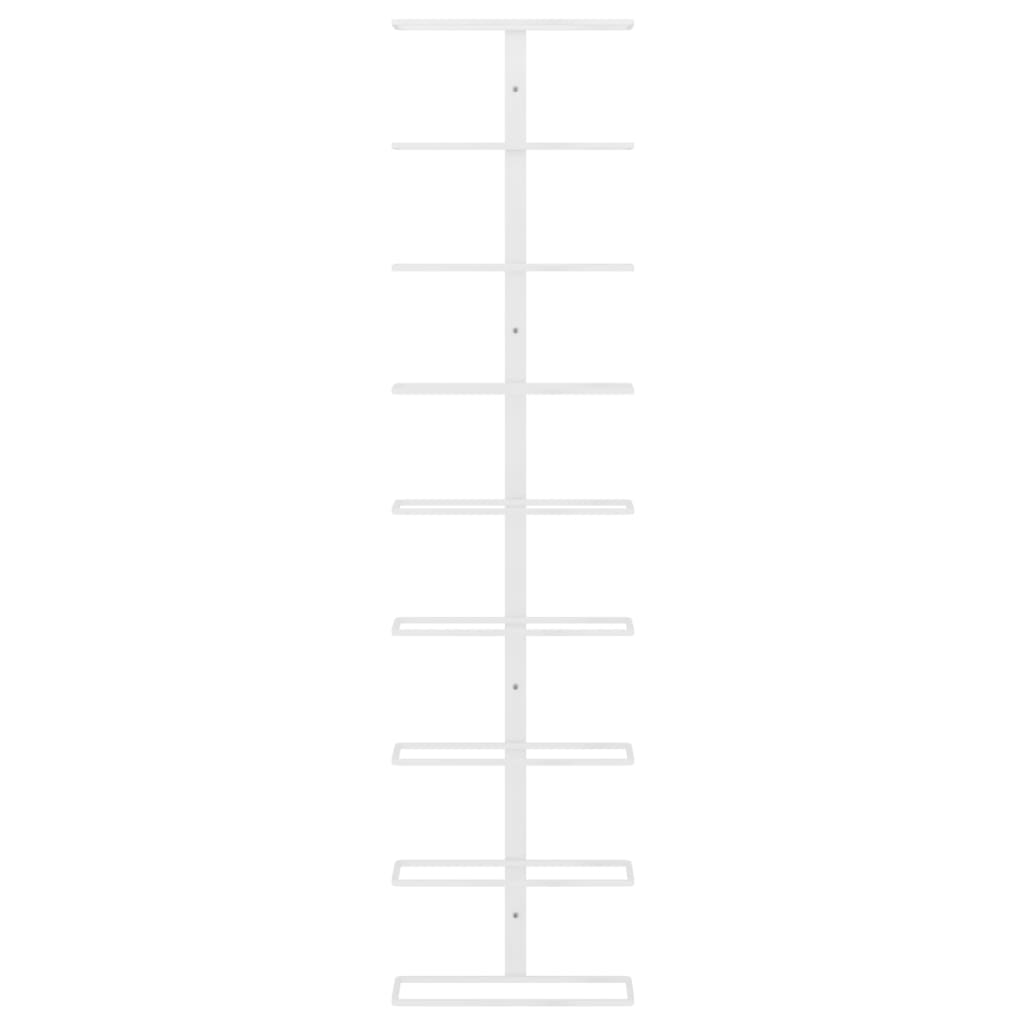 vidaXL Επιτοίχια Ραφιέρα Κρασιών για 9 Φιάλες Λευκή Σιδερένια