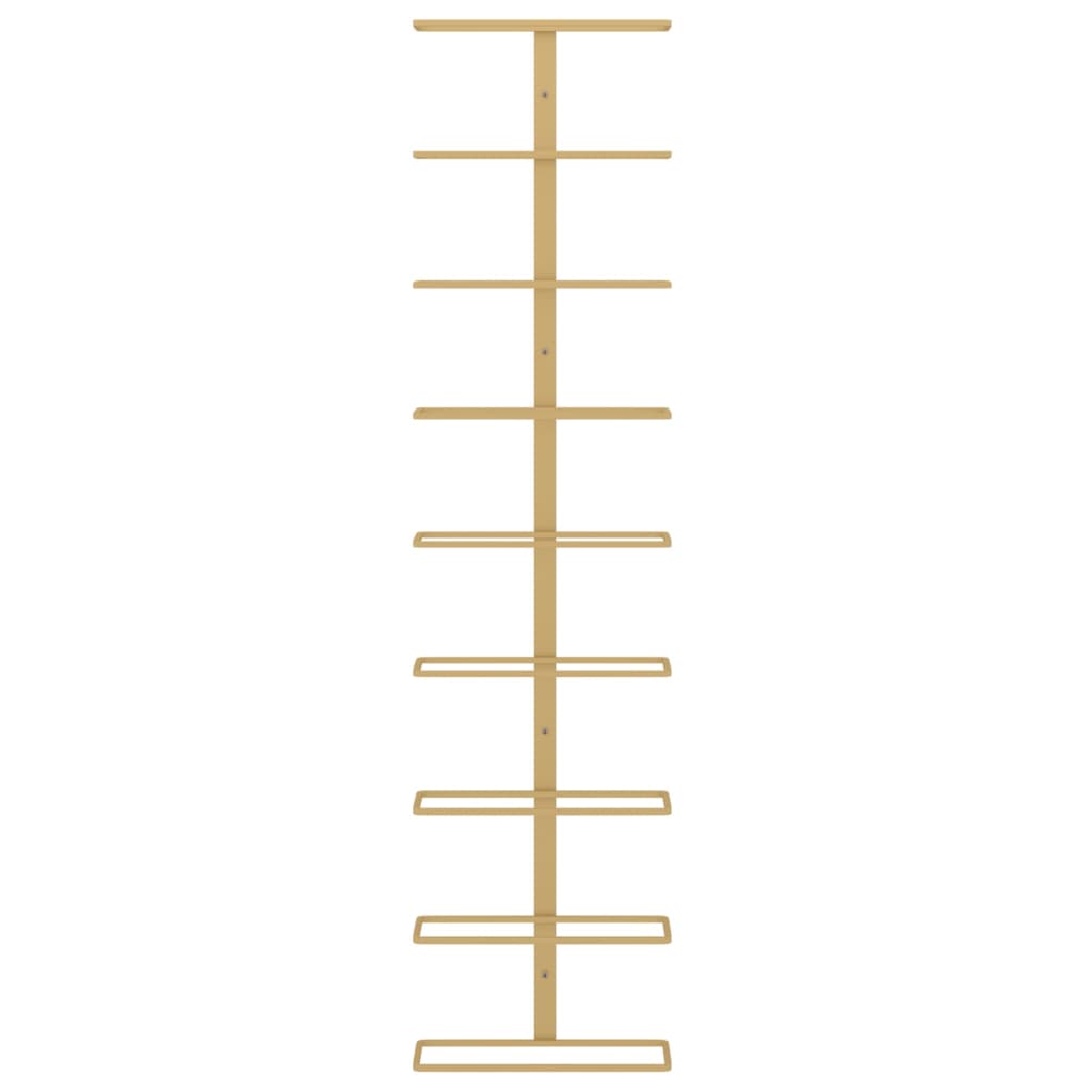 vidaXL Ραφιέρα Κρασιών Τοίχου για 9 Φιάλες Χρυσή Σιδερένια
